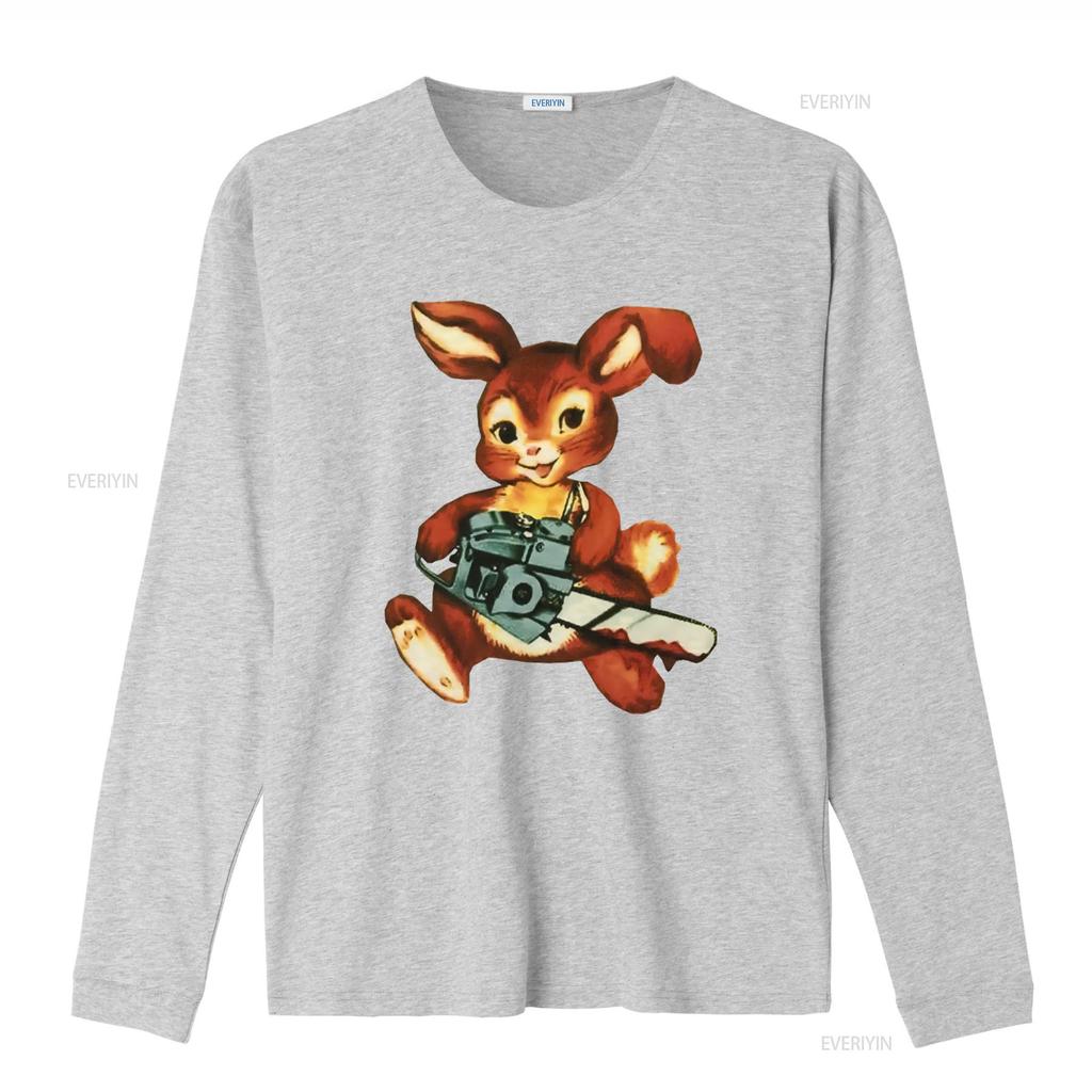 Chainsaw Bunny Funny Freaky T Shirt for Adults Unique Design Any Size Available vintage Washed homme Comfortable Casual Stylish