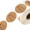500pcs Round Kraft Paper Stickers Labels - Black Heart