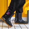 Neue, kurze und mittellange Regenschuhe Herren Schwarz Küche Wasserdichte Schuhe Oxford Gummistiefel, Arbeitsschutzschuhe Herren Regenstiefel