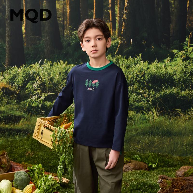 MQD Boys  Academy Style Color-block Letter Long-sleeve T-shirt 110cm темно-синий