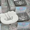 New Y2K  Wing Cat Punk Pendant Necklace for Women Korean Fashion Blue Crystal Star Pendant Necklace Charm Accessories