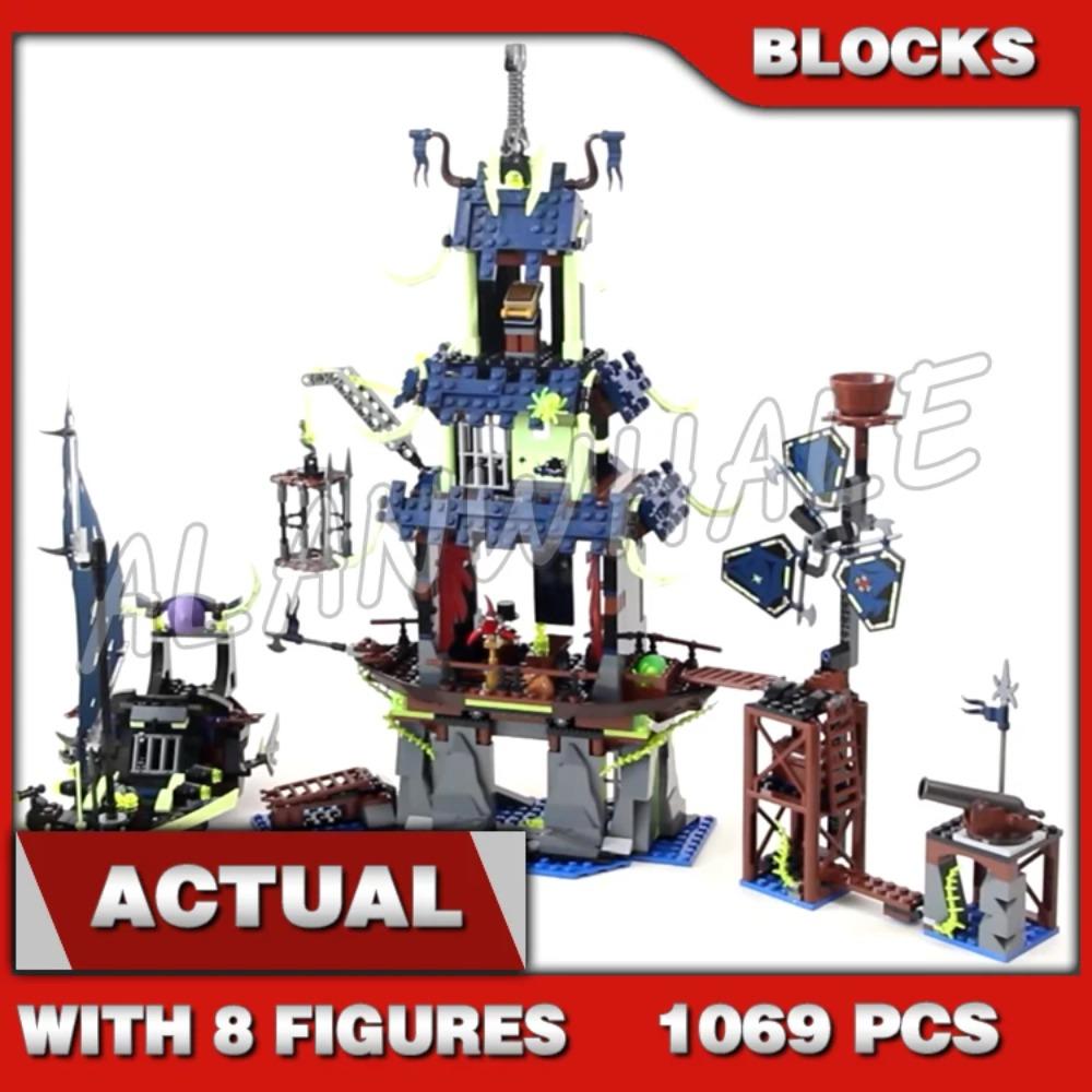 1069pcs Shinobi City of Stiix Temple Ghost Ship Outpost Nya’s Speedboat 10401 Building Block Toys Compatible With Model