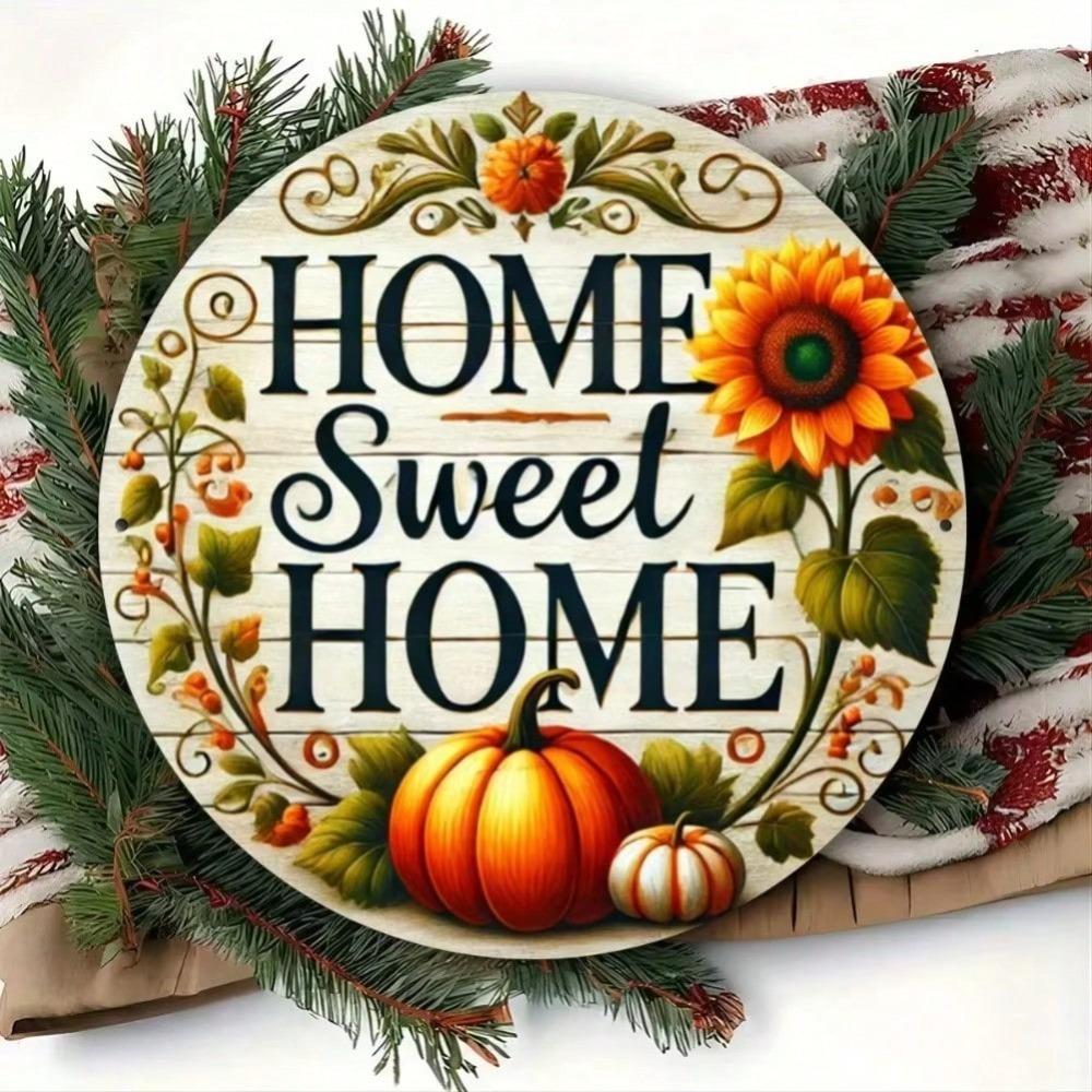Vintage Aluminum Home Sweet Home Wreath Sign Wall Decor For Living Room Kitchen Bathroom Bedroom