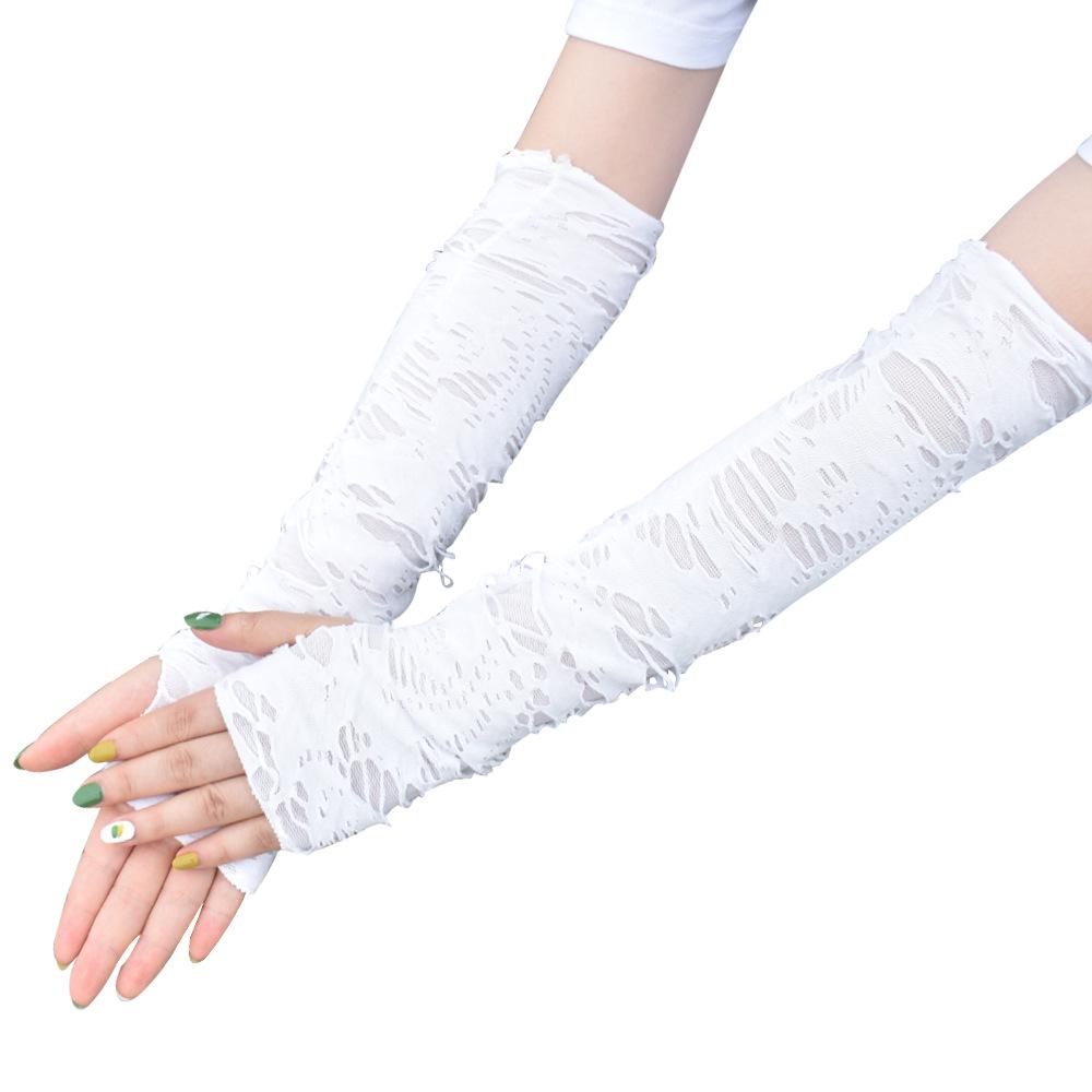 Dark Punk Long Halloween Fingerless Ripped Gloves