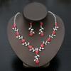 Exquisite Fashion Rhinestone Bride Zircon Sets Women Luxury Flower Choker Necklace Earrings Wedding Dress Bridal Necklace Sets