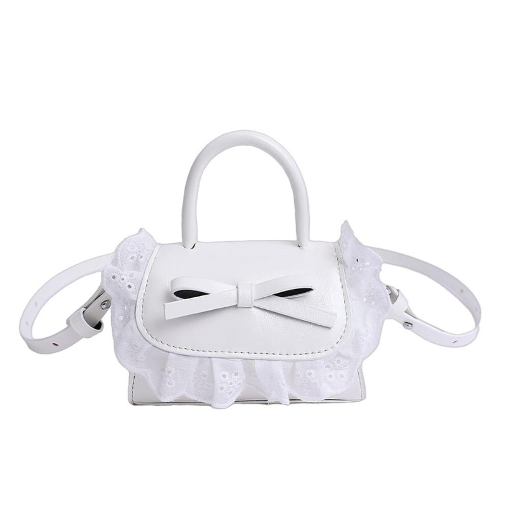 PU Leather Bow Coin Purses Ruffle Shoulder Bag Fashion Crossbody Wallet  Female