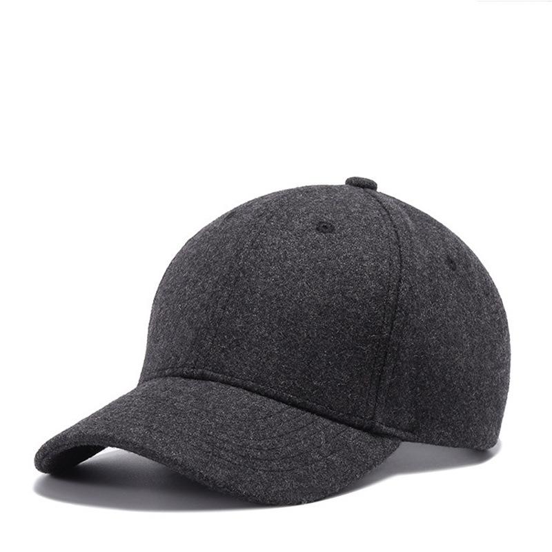 Autumn Winter Warm Wool Blend Baseball Cap, Thickened Fleece Lined, Unisex Cold Weather Casual Sports Hat