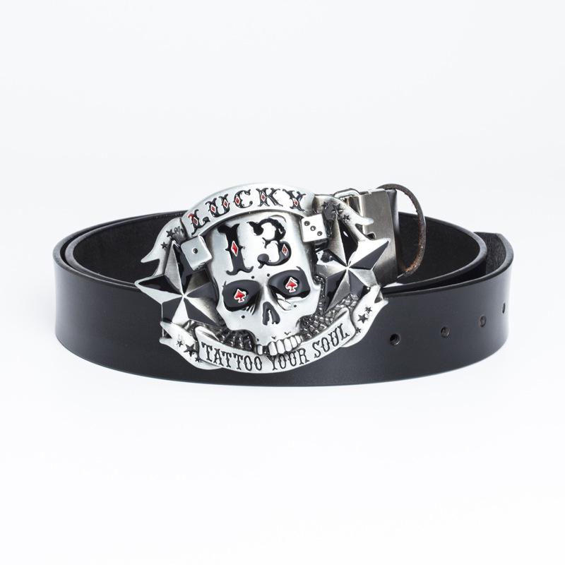 

Модный мужской ремень с пряжкой в виде черепа в стиле ретро, персонализированный ремень 115cm