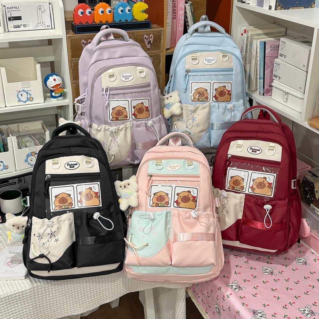 Schoolbag cute girl schoolbag junior high school student Japanese transparent pain bag ins wind backpack large capacity class backpack