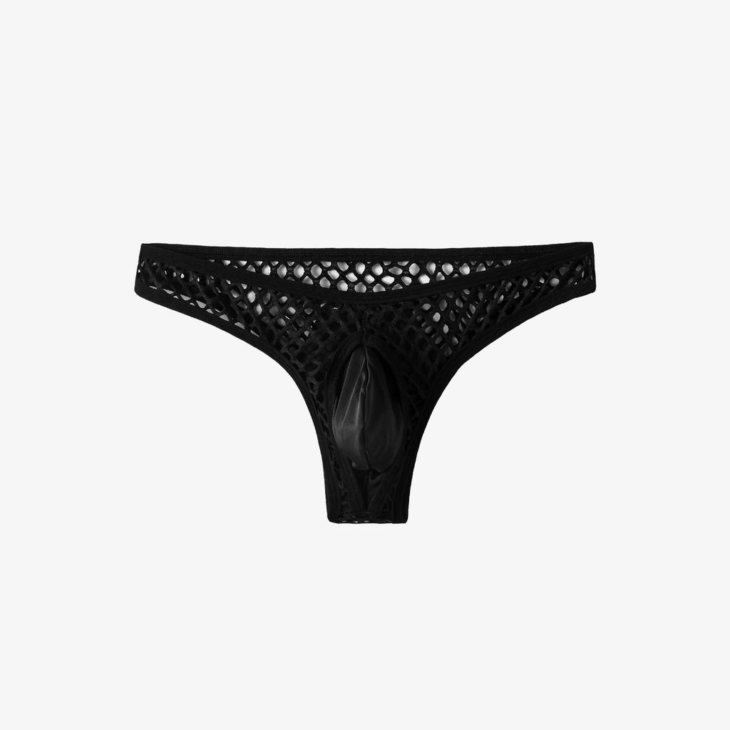 Men's breathable fishing net thong hollow three-dimensional U convex underwear mesh close-fitting trend sexy love briefs