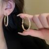 3Pairs Shiny Rhinestone Hoop Earrings Luxury Big Circle Zinc Alloy Exaggerated Personality Earrings Jewelry Female Accessories