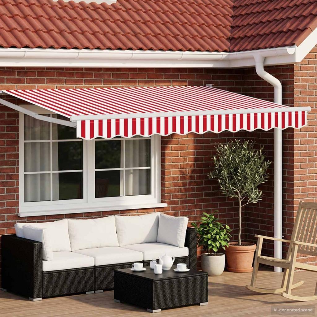 Electric Retractable Awning Red and White 3 X 2.5 M