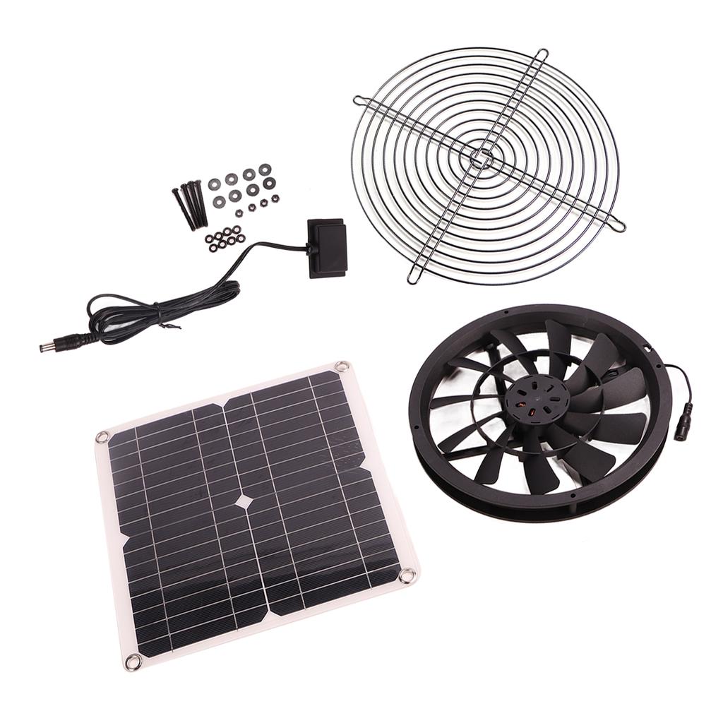 18V 12W Solar Exhaust Fan Kit Waterproof DC Brushless Round Solar Panel Cooling Fan for Workshop