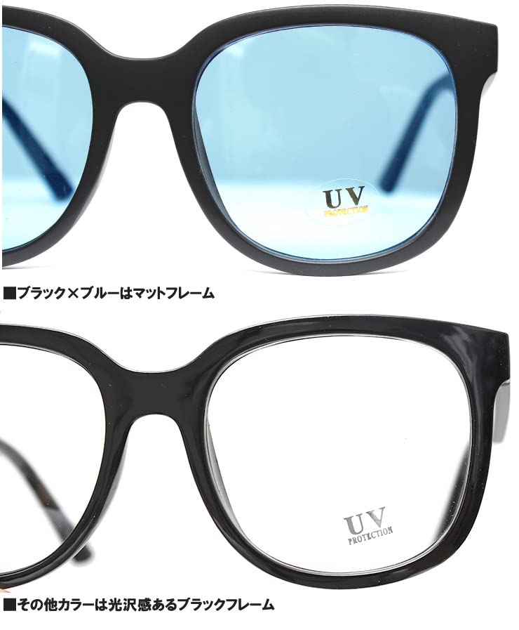 Big Frame Wellington Sunglasses UV Protection Unisex F Black x Blue [One Colors] Men's (4)