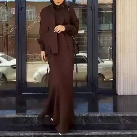 In the Autumn of 2026, the New European, American and Amazon Cross-border Long-sleeved Short Coat Long Dress Two-piece Set