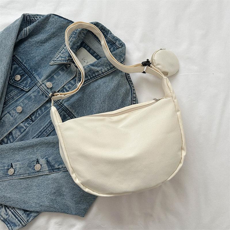 Nylon Clutch Bag for Women Fashion Solid Color Shoulder Crossbody Purse Trendy Daily Casual Handbag KTB