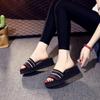 Women's Summer Foam High Heel Slippers: Non-Slip, Fashionable, Striped Korean Beach Sandals