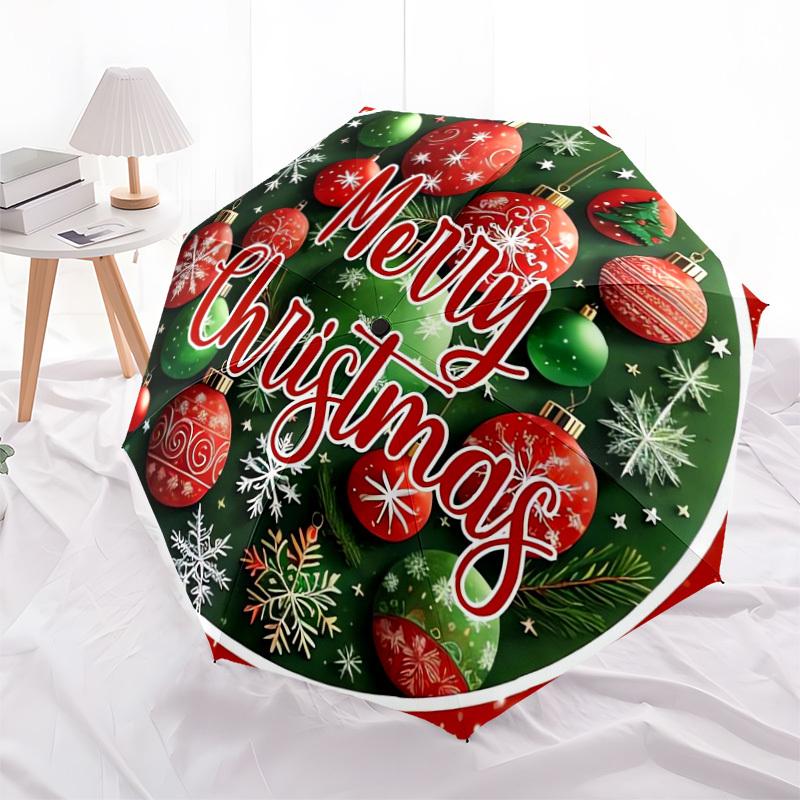 1pc Christmas ornaments background Umbrella with Plastic Handle,Suitable for All Seasons Home Travel Outdoor UmbrellaDD249