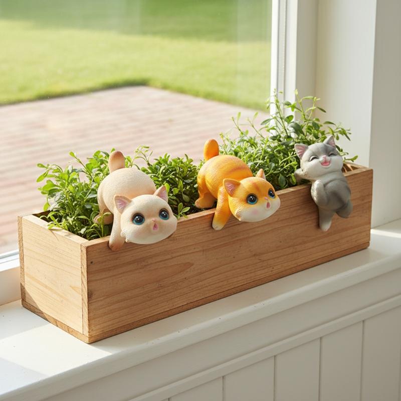 Cat Flower Pot Huggers For Flower Pots, Cute Plant Pot Hanger Ornaments, Funny Plant Decorations For Pots, Resin Cat Figurines