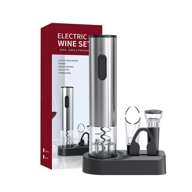 Electric Automatic Wine Bottle Opener, Battery Powered Cordless Corkscrew with Foil Cutter & Stopper, Gift Box Set
