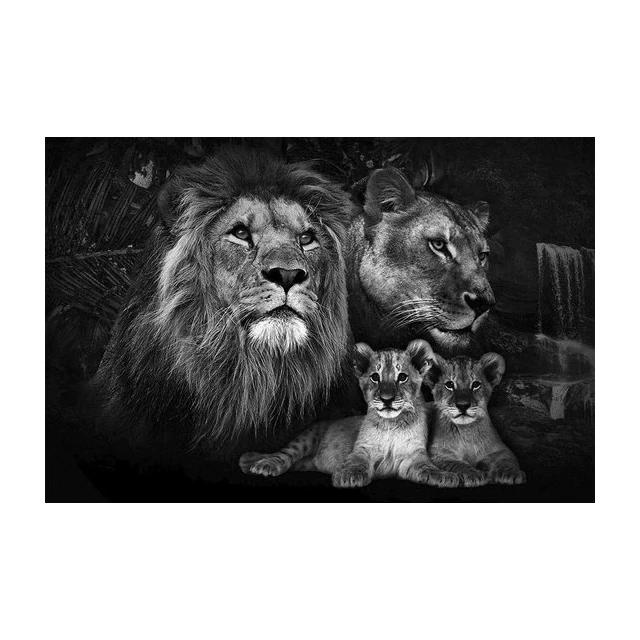 Modern Lion Family Wall Art Canvas Painting Print Posters Nature Animal Tiger Mural Pictures for Living Room Home Decoration