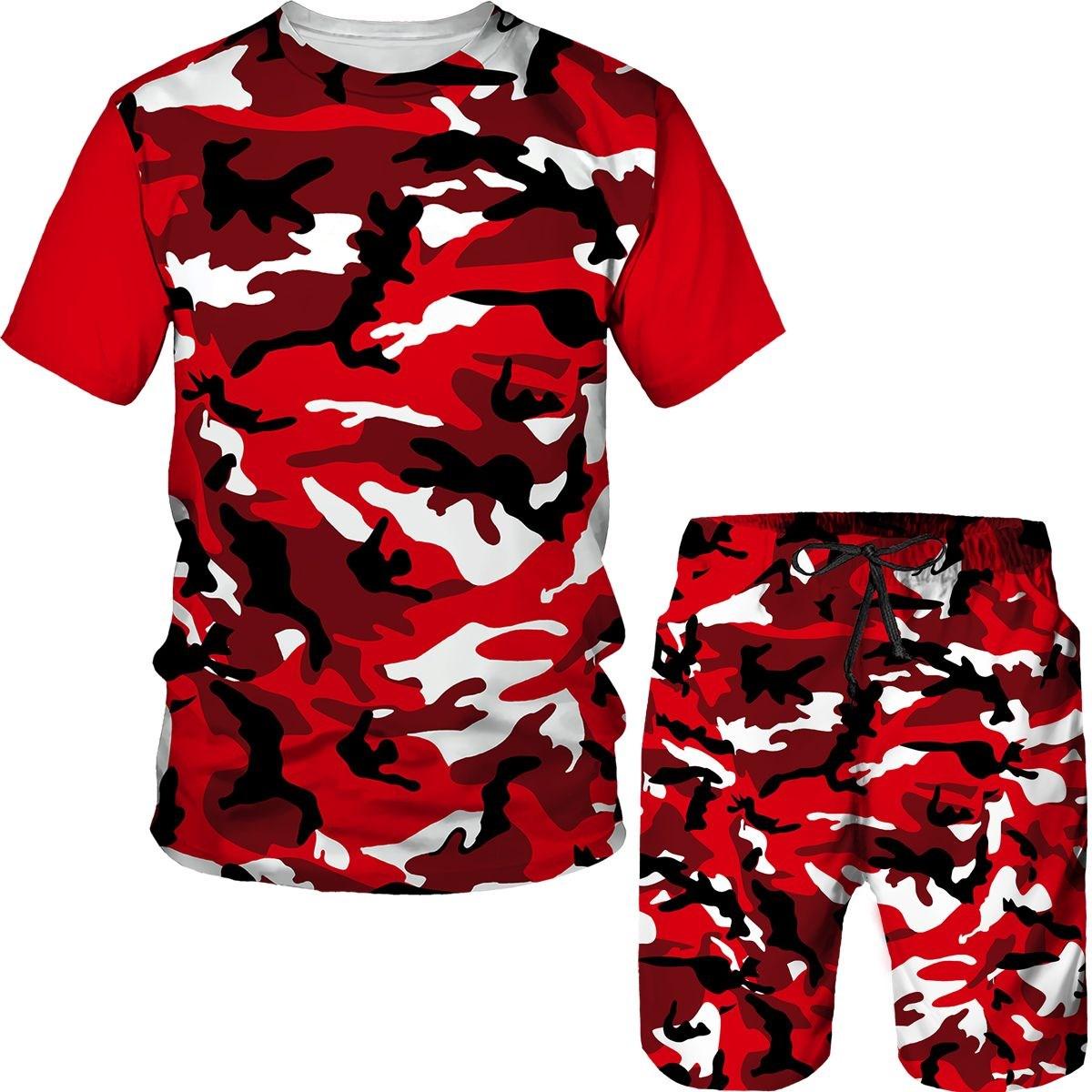 

Summer Men s 3D Printing Camouflage Series Sports Suit Fashion Versatile Trend Casual Breathable S