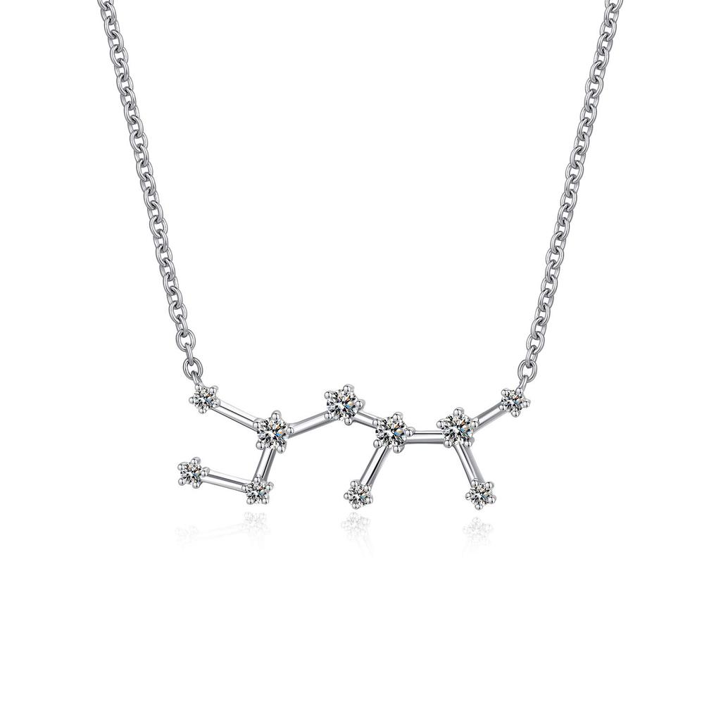 Halskette mit 12 Sternbildern, 925er Sterlingsilber, Halskette mit Sternbild-Anhänger, zarter Strass, Sternbildzeichen, eleganter Zirkonia