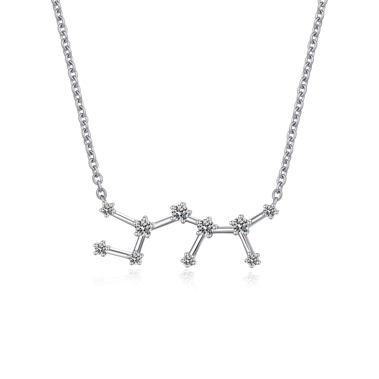 

12 Constellation Necklace 925 Sterling Silver Constellation Pendant Necklace Delicate Rhinestone Constellation Sign Elegant Cubic Zirconia