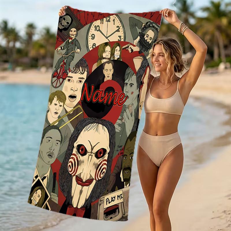 Customizable Personalized Beach Towels Billy the Puppet Themed designs.Suitable for the Beach, Yoga, Sports;ideal As Beach Accessories