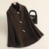 Autumn horn button woolen coat female college style small medium and long woolen coat high-end female