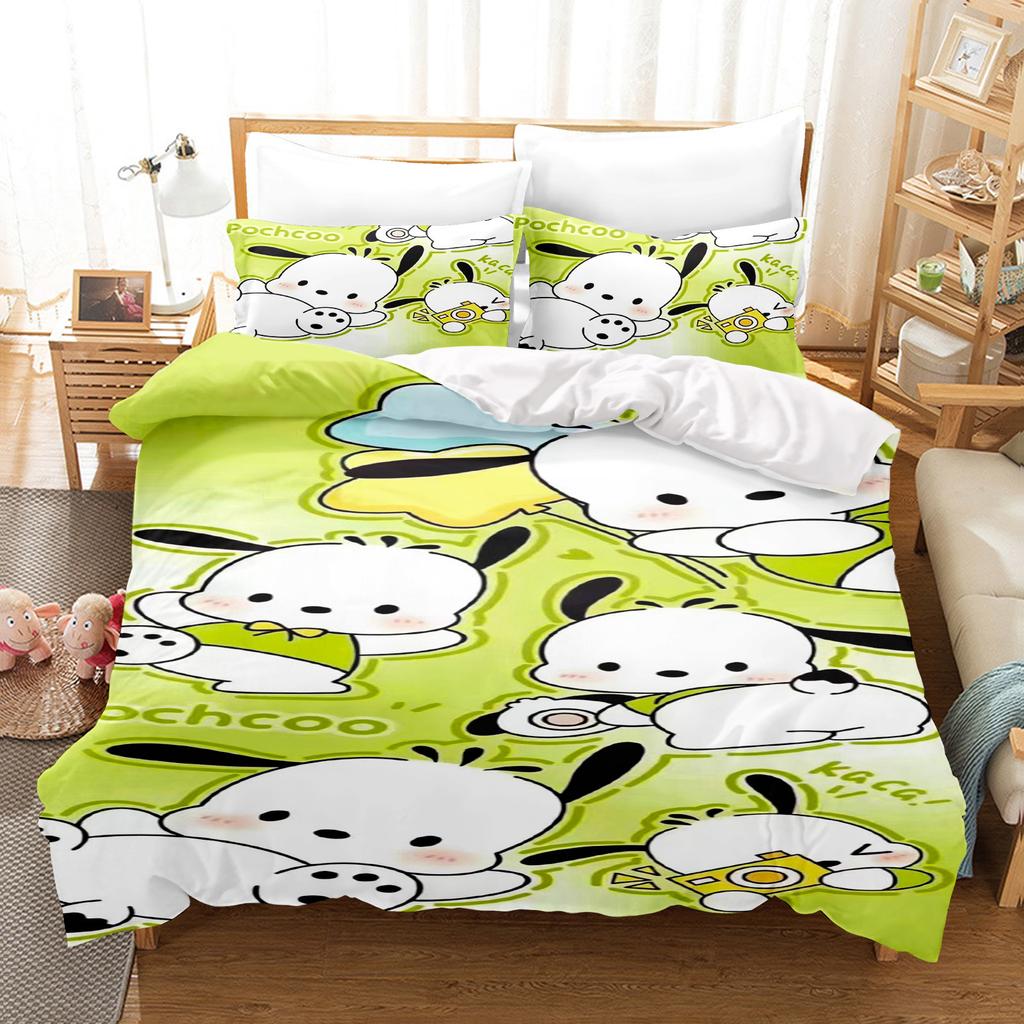 Pochacco Bettbezug-Set Bettwäsche Niedlich Bedruckt Cartoon Bettdeckenbezug Bettdecken-Sets 3-teiliges Set 1 Bezüge King Size