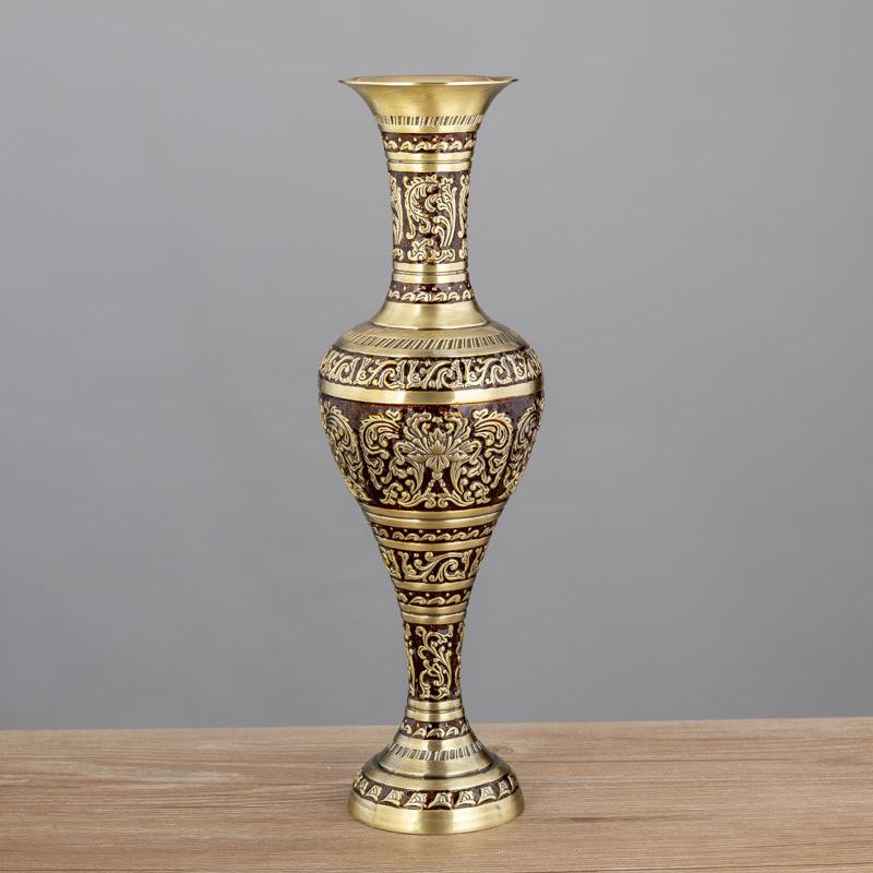 Creative Zinc Alloy Flowers Vases for Artificial Flowe Elegant Green Bronze Vase for Home Office Living Room Tabletop Decorative
