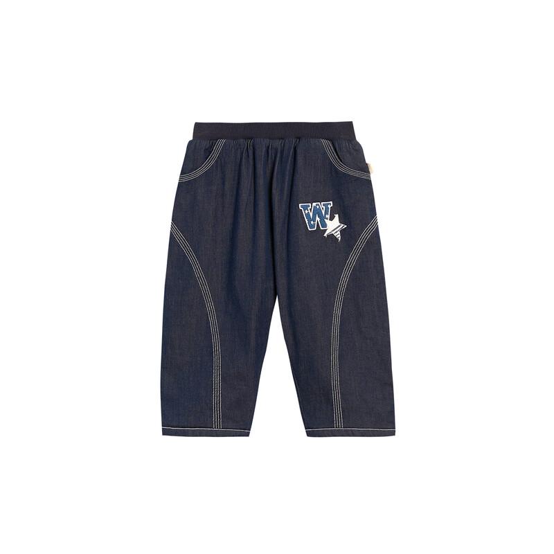 White Wheat Kids' Fleece-Lined Denim Curved Trousers
