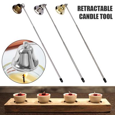 Bell Candle Extinguisher with Telescopic Handle Rotating Metal Tealight Candle Wick Flame Snuffer Putting Out Candle Stopper Tools Universal Candle