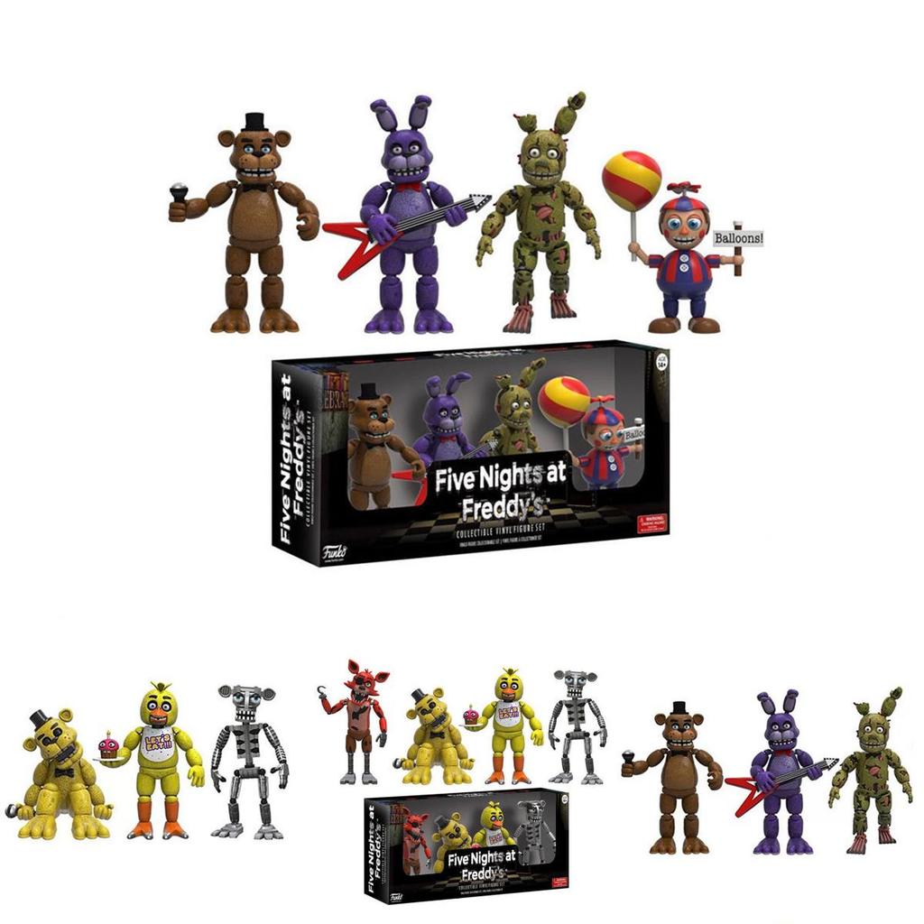 Adorable 4pcs Fnaf Pizza Simulator Action Figures Ideal For Cake Toppers And Ornaments