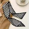 Black Printed Series Silk Scarf Hair Band Ribbon Tied-Up Hair Long Bow Vintage Satin Ribbon Neckerchief Hair Accessories