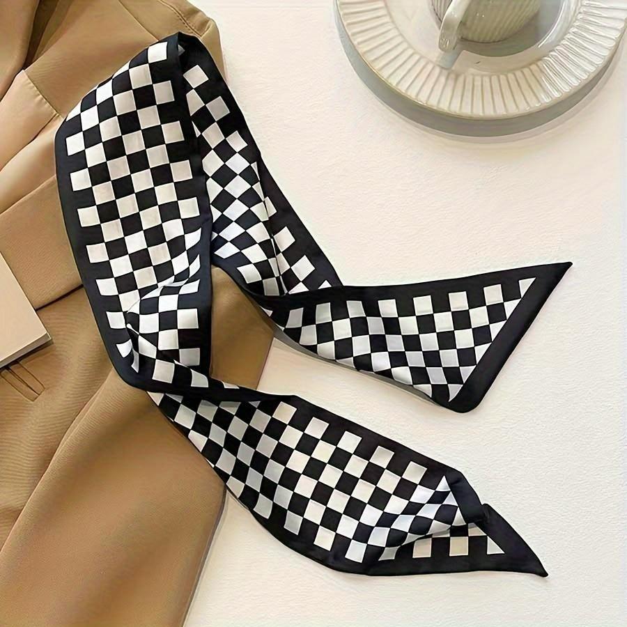 Black Printed Series Silk Scarf Hair Band Ribbon Tied-Up Hair Long Bow Vintage Satin Ribbon Neckerchief Hair Accessories