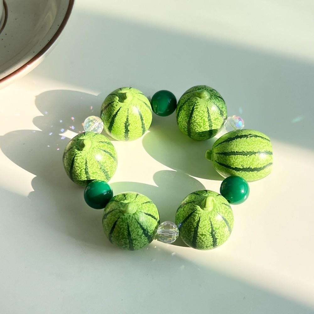 Colorful 3D Fruit Elastic Bangle Resin Exaggerated Bracelet Unique Beaded Bracelet  Women