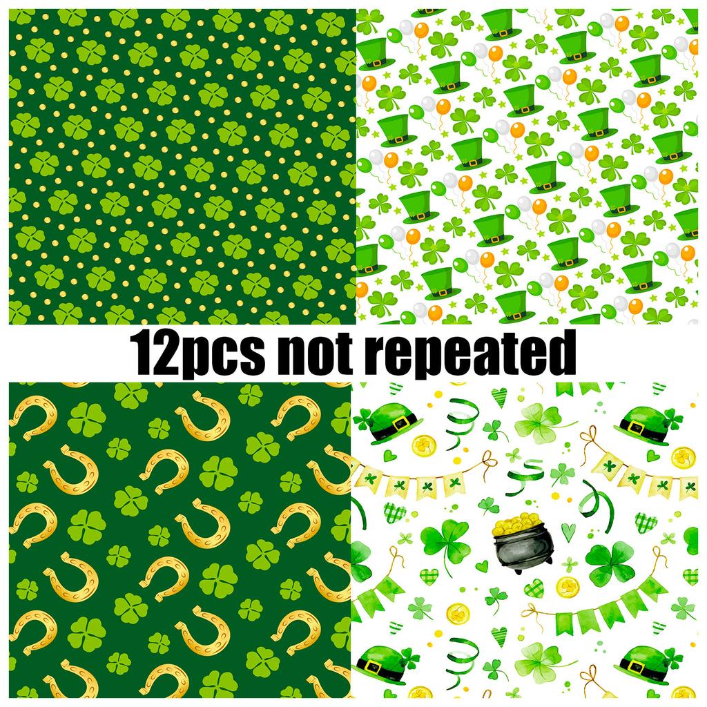 DIY12 Sheets/pack Hat St. Patrick Scrapbook Handbook Card Background Pattern Paper DIY Handbook Material