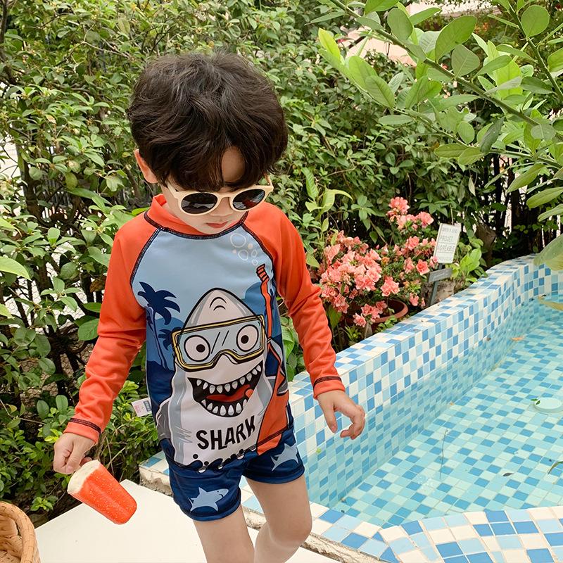 

Быстросохнущий раздельный купальник для мальчиков с солнцезащитой для пляжа и бассейна 130cm оранжевый