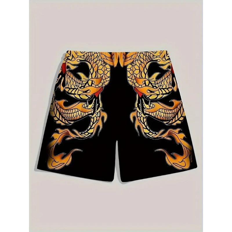 Men's Beach Pants Red Dragon 3D Printed Men's Shorts Summer Casual Breathable Shorts Men's Clothing Bermuda Men's Shorts