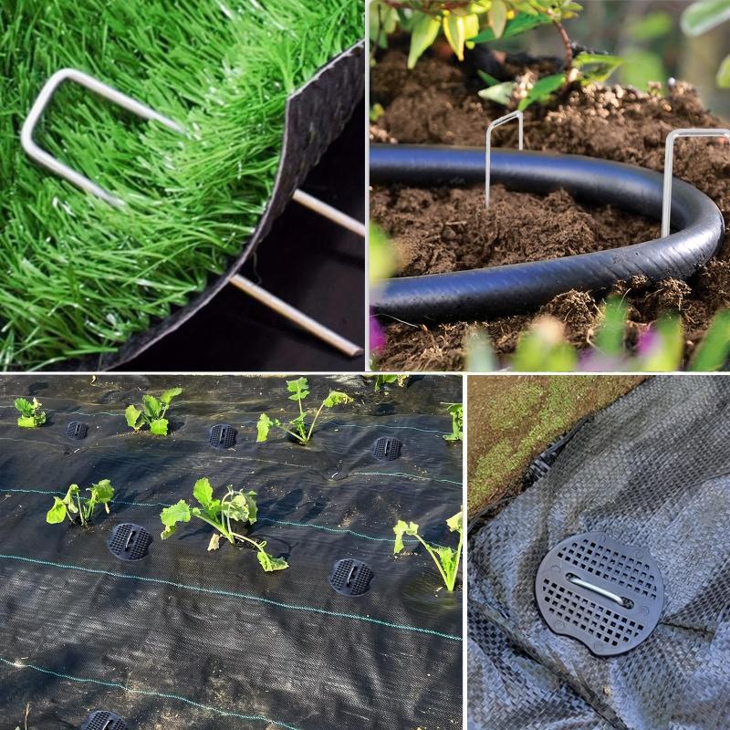 100/200/400pcs 6 Inch Hot-dip Galvanized Landscape Staples Plant Cover Stakes 11 Gauge Tent Stakes Garden Stakes + Gaskets