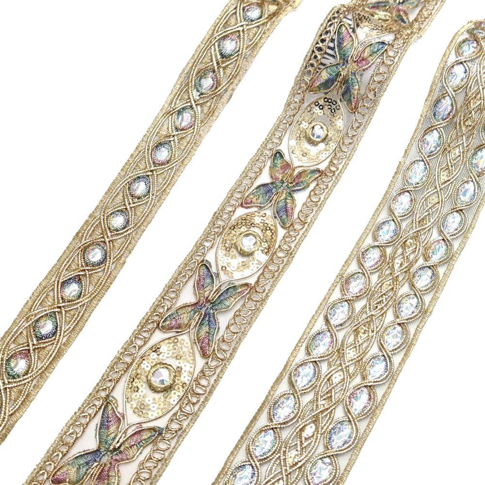 10 Yards Butterfly Flower Lace Applique Sewing Apparel Curtain Beaded Fringe Trim  Lamp Shade