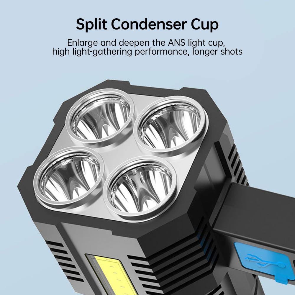 Powerful Flashlight with charging,Super Bright USB Rechargeable 4 LED Handheld Lantern Camping Portable Torch Light For Emergency Power Failure