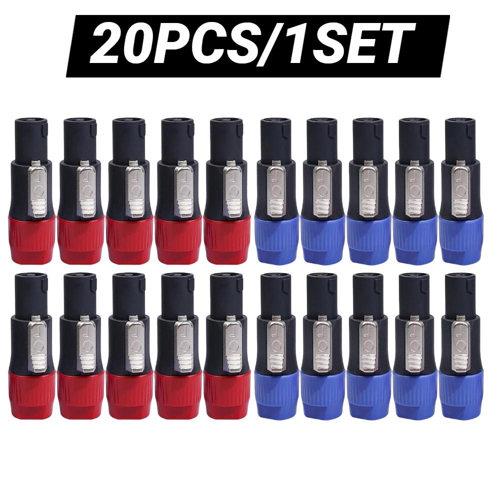 20/10pcs Speaker Connectors 4 Pole 4 Pin Male Audio Cable Adapter Speakon ABS Shell Jack Accessories Ohm Plug For Neutrik NL4FC