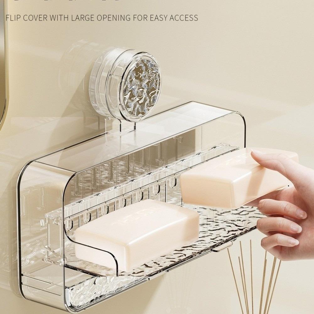 Wall Mounted Soap Dish Waterproof Toilet Drain Soap Box Light Luxury Soap Box  Bathroom Accessories