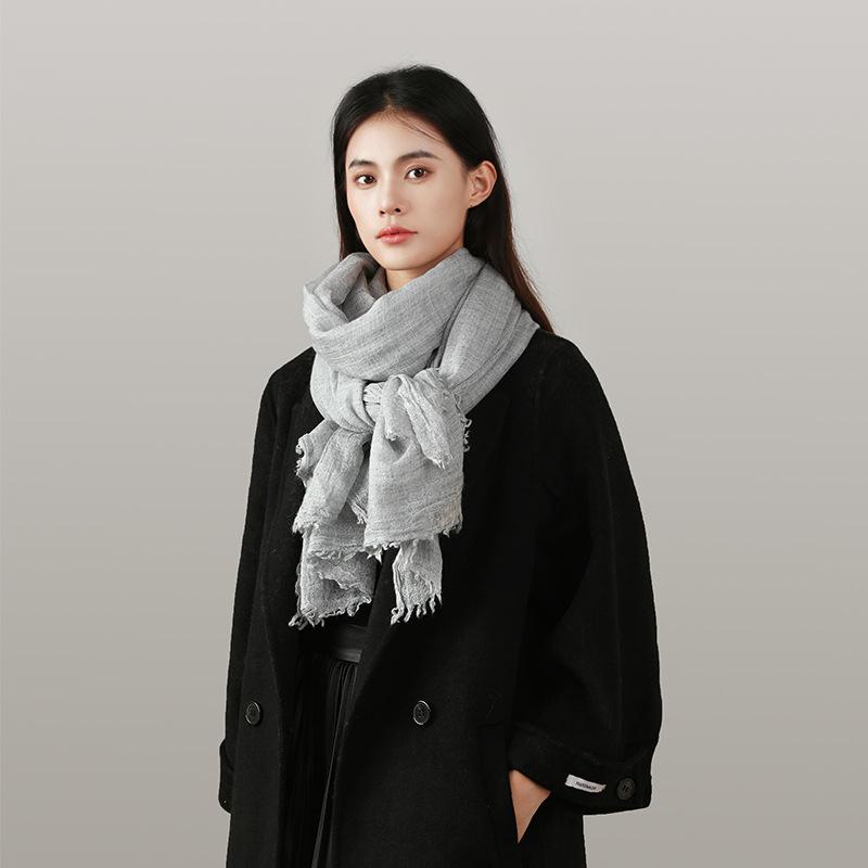 Cachecol de Lã Cor Sólida Igual Estilo Literário Xale Moda Feminina Cachecol Quente