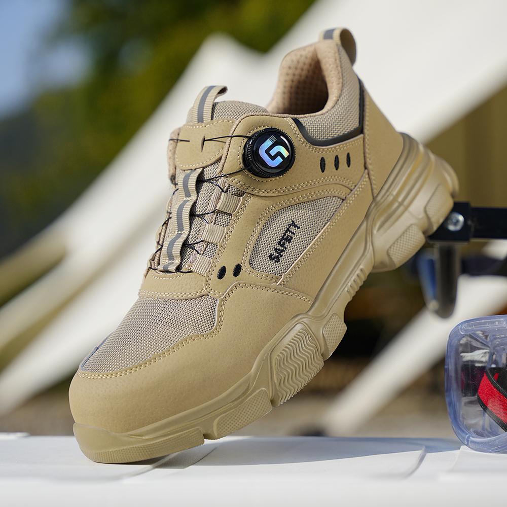 New Rotating Button Men Boots Anti-smash Anti Puncture Safety Shoes Men Work Boots Steel Toe Shoes Security Indestructible Shoes