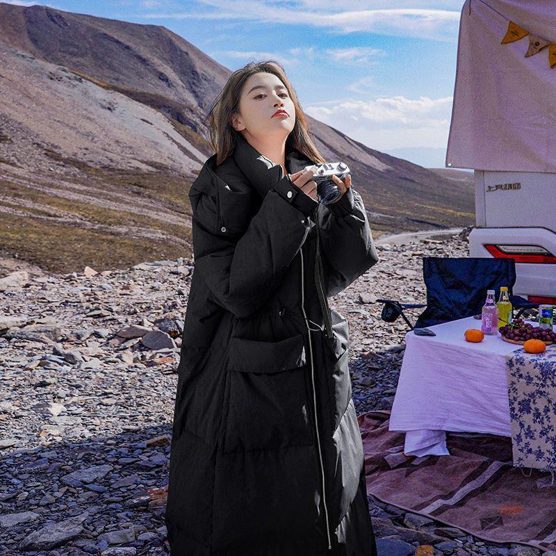 

2025 Long Down Over-the-Knee Cotton Coat: Thick, Loose, Korean Versatile Campus Style XS for petite