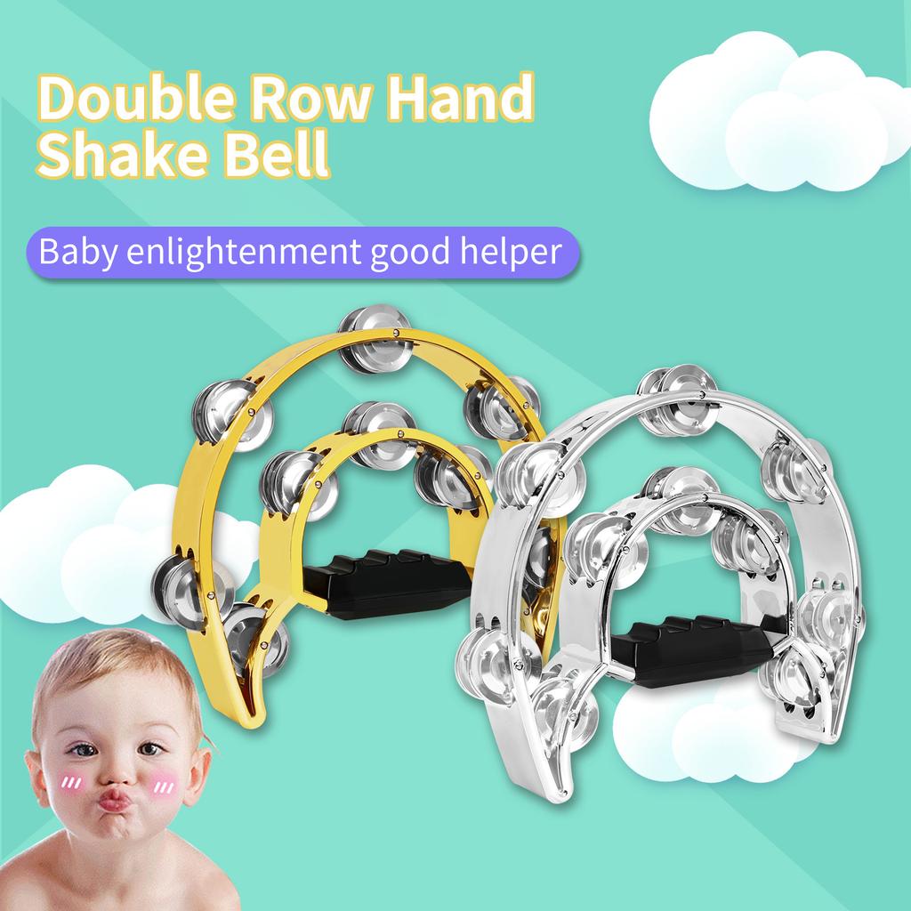 Handbell Double Row Handbell Half Circle Tambourine Half Moon Tambourine Metal Jingles Percussion Instrument for Adults